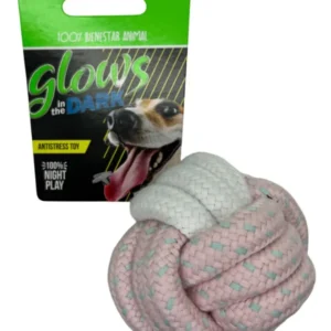 Cancat Pelota Trenza Luminosa Para Perros Glow In The Dark 7cm Color Blanco