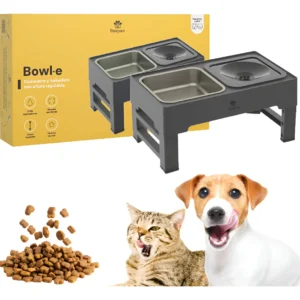 Beepaw Comedero Bebedero Altura Ajustable Perro Gato Bowl-e Color Gris Oscuro