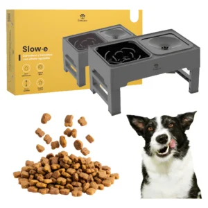 Beepaw Comedero Bebedero ingesta lenta Altura Ajustable Perro Gato Bowl-e Color Gris Oscuro