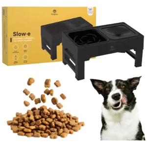 Beepaw Comedero Bebedero Ingesta Lenta Altura Ajustable Perro Gato Slow-e Color Negro