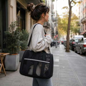Bolso Transportador Rayado para Mascotas